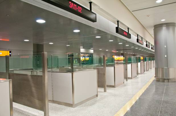 Security and U.S. Customs checkpoints for international passengers arriving at McCarran's new Terminal 3, Wed Feb. 1, 2012.